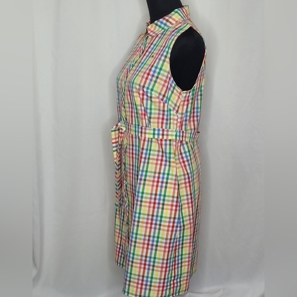 Tommy Hilfiger Sleeveless Tie Waist Summer Button-Down Shirt Dress - Size 8 - Picture 5 of 13